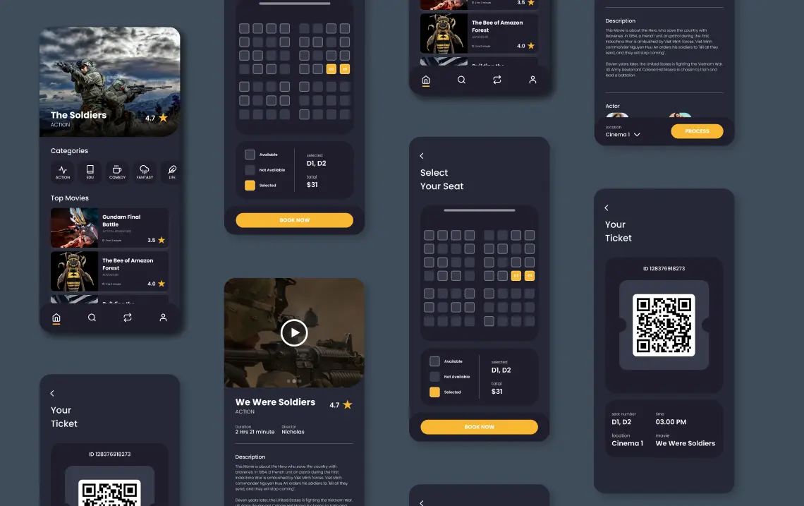 UI Asset of Movie Ticket Booking Mobile